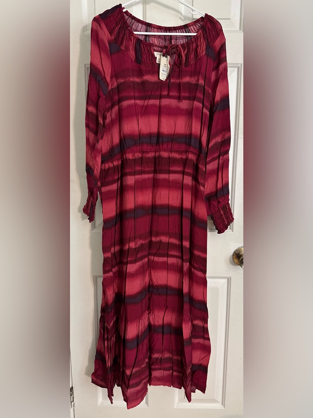 Terra & Sky Burgundy Long Sleeve Maxi Dress